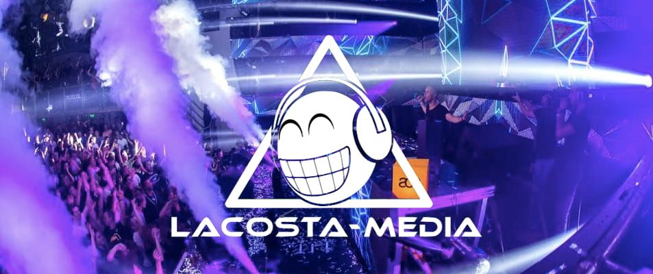 Dance-feest, banner met logo Lacosta-Media